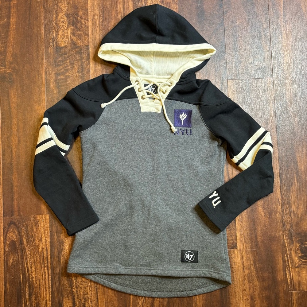 NYU ‘47 Brand Superior Pacer Hoodie Women’s Purple Gray  Size Xs